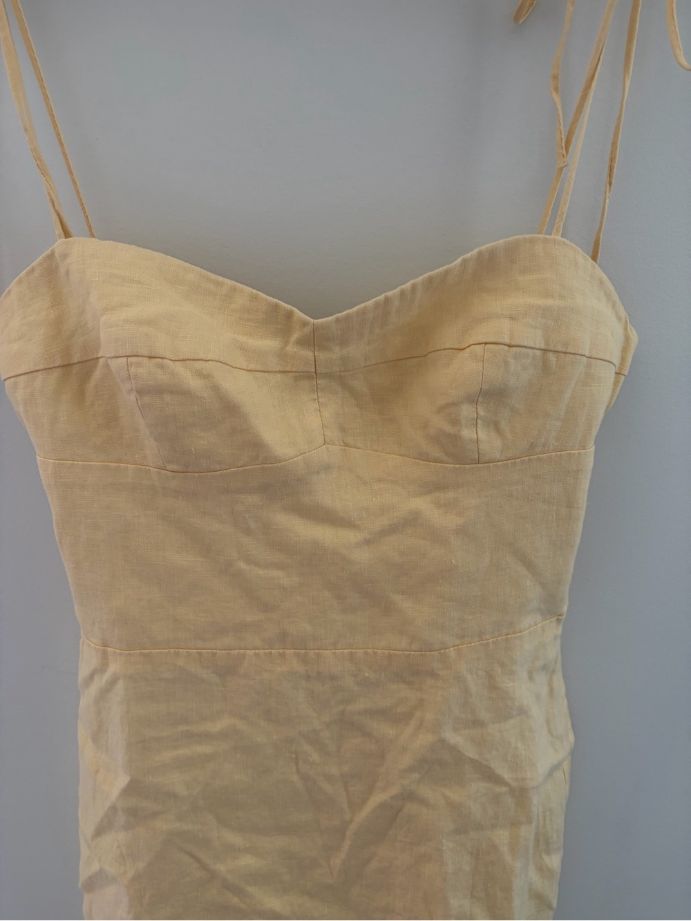 Amanda Uprichard x REVOLVE 90ies Y2K Linen Mini Dress in Pale Yellow, M - Picture 4 of 12